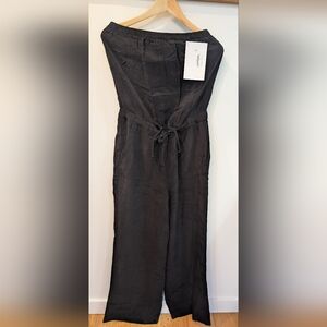Hard Tail Strapless Black Jumpsuit with Waist Tie